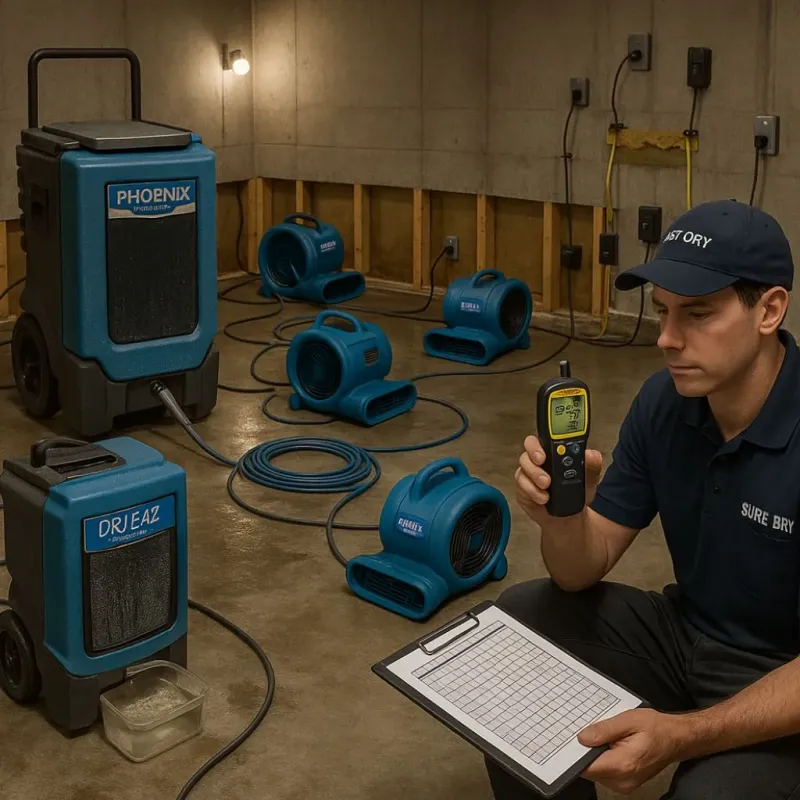 Structural Drying and Dehumidification process in North Granby, CT